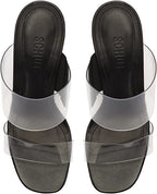 SCHUTZ Victorie High Block Sandals  Color Black/Clear Size 5.5B