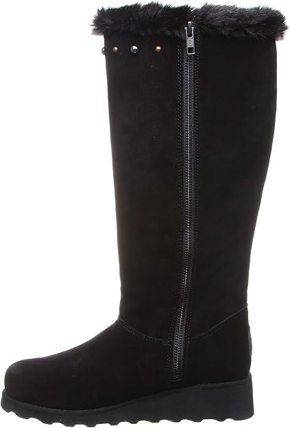 Bearpaw Women's Dorothy Knee High Boots  Black II Suede/Faux Fur Size 5