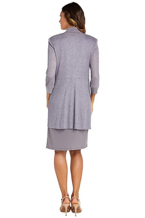 RM Richards Plus Size Two-Piece Sleeveless Dress Jacket Set  Color Silver Size 18W