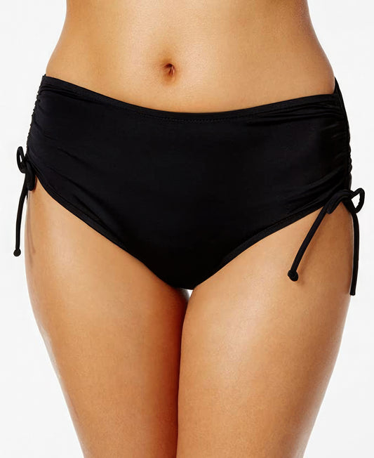 Swim Solutions Adjustable Ruched Brief Bottoms  Color Black Size 16