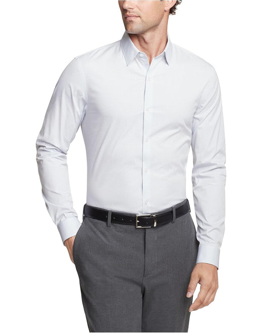 Calvin Klein Men's Extra Slim-Fit Stretch Dress Shirt Blue Multi 15/15.5 34/35