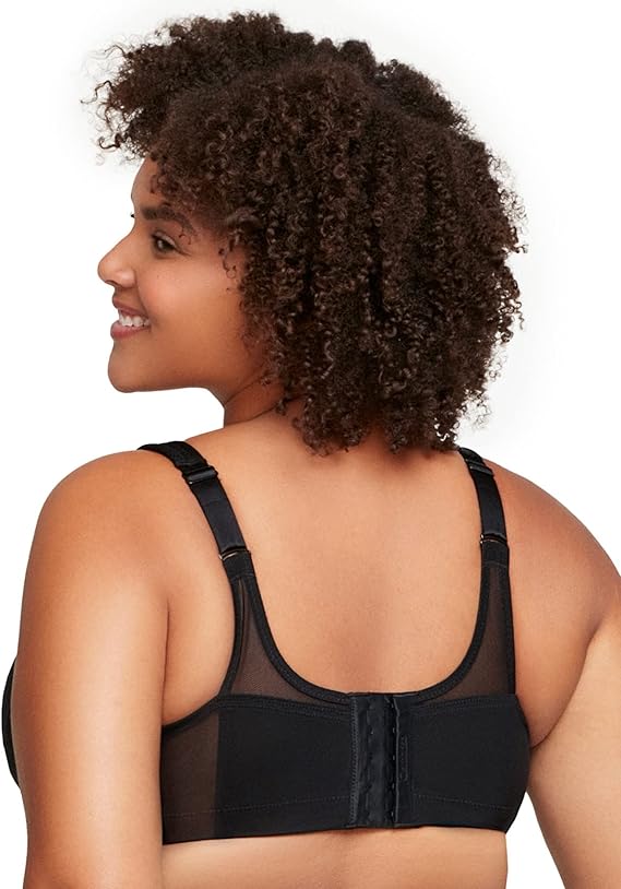 Glamorise Plus Size MagicLift Seamless Sports Wirefree Bra  Black Size 44F
