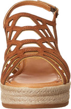 Bella Vita Women's Zip-Italy Platform Flat Sandal  Whiskey Leather  Size 10W