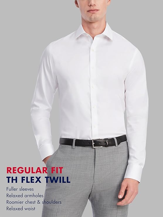 Tommy Hilfiger Men's Flex Stretch Button Down Dress Shirt  White Size XL 17.5 32/33