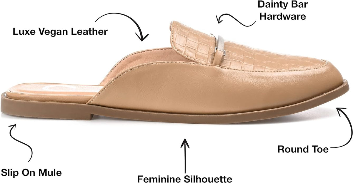 Journee Collection Women's Rubee Slip On Round Toe Mules Flats  Color Taupe Size 7M