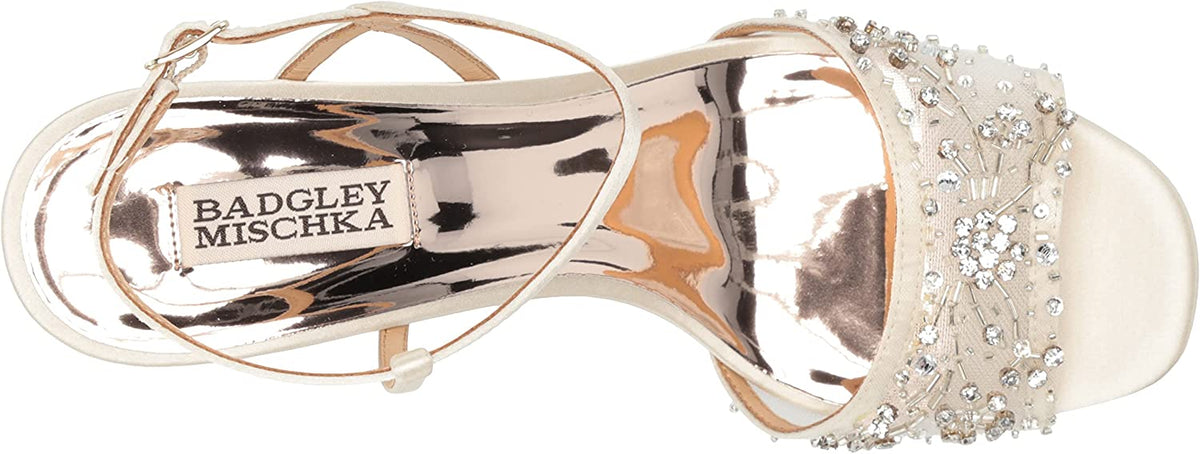 Badgley Mischka Women's Blaine Heeled Sandal  Ivory Satin Size 11