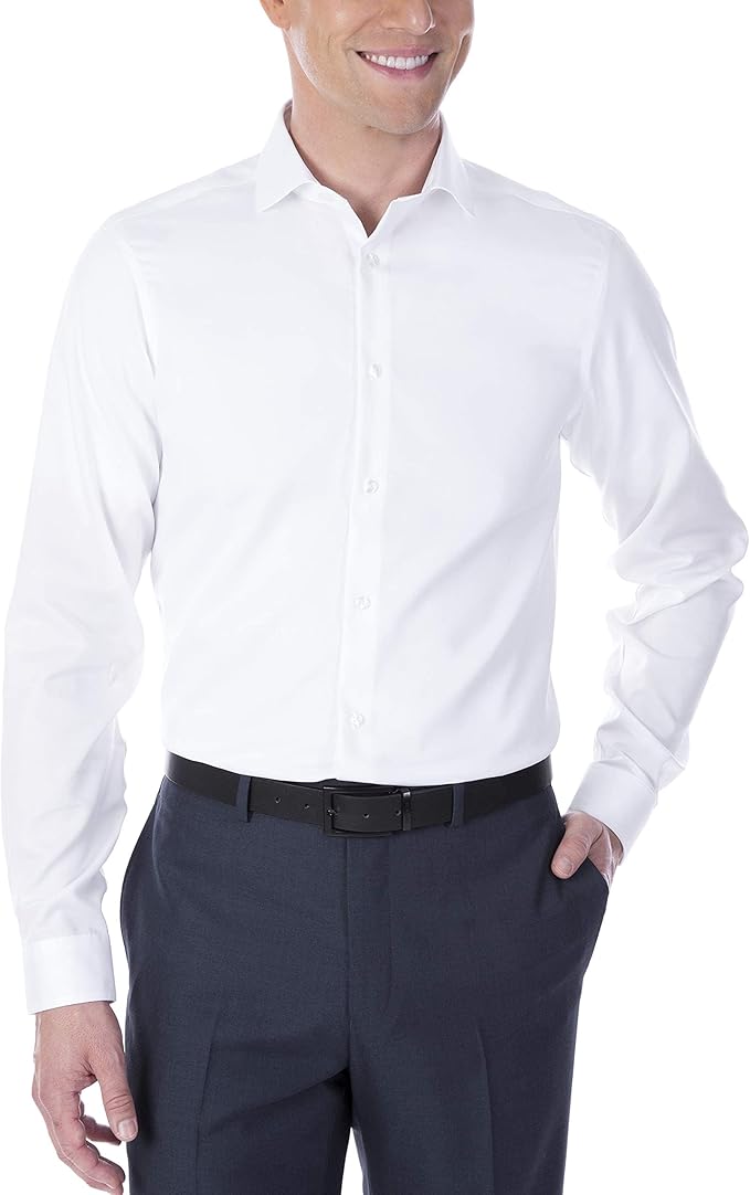 Calvin Klein STEEL Men's Slim-Fit Non-Iron Dress Shirt  White 16.5 34/35