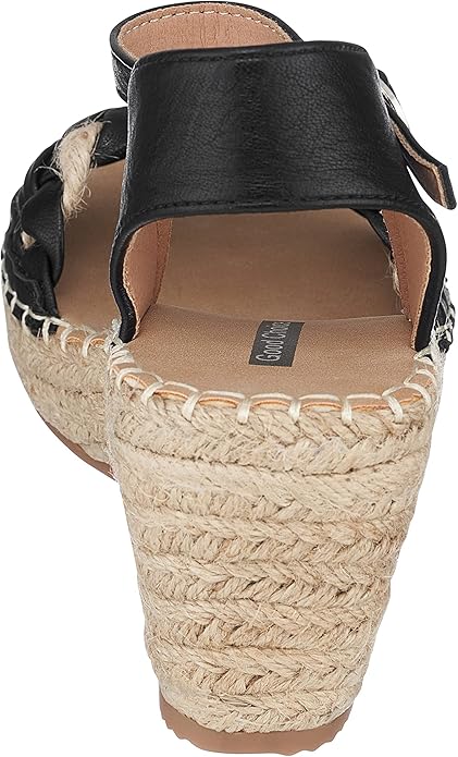 GC Shoes Women's Cati Espadrille Wedge Open Toe Sandals  Black Size 7