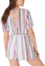 Trixxi Junior's Printed Surplice Neckline Casual Romper  Pink Size XL