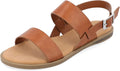 Journee Collection Women's Lavine Multi Strap Flat Sandals  Cognac Size 9