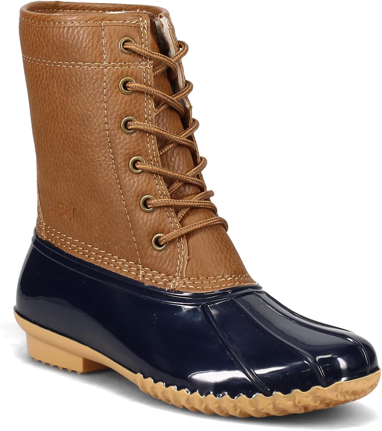 JBU Women's Maplewood Waterproof Rain Mid Calf Boots  Color Navy/Tan Size 6.5M
