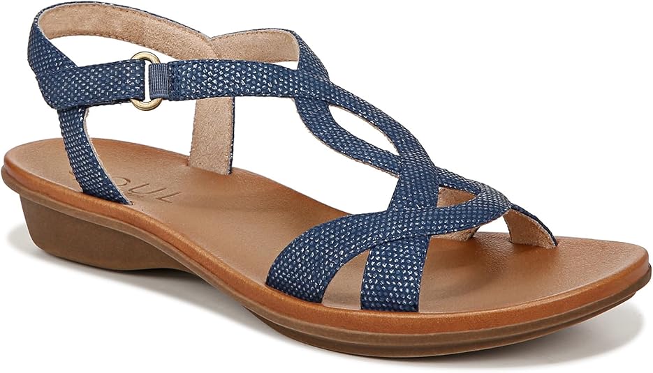 Soul Naturalizer Solo Strappy Sandals  Blue Texture Fabric Size 6.5