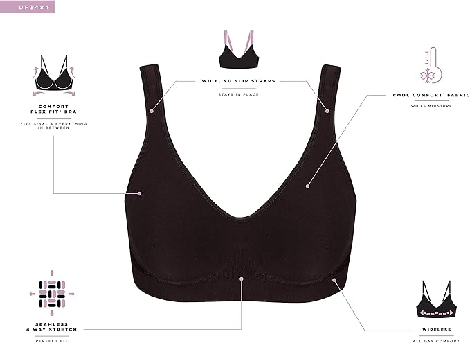 Bali Comfort Revolution Seamless Wireless Bra  Almond Aztec Size L