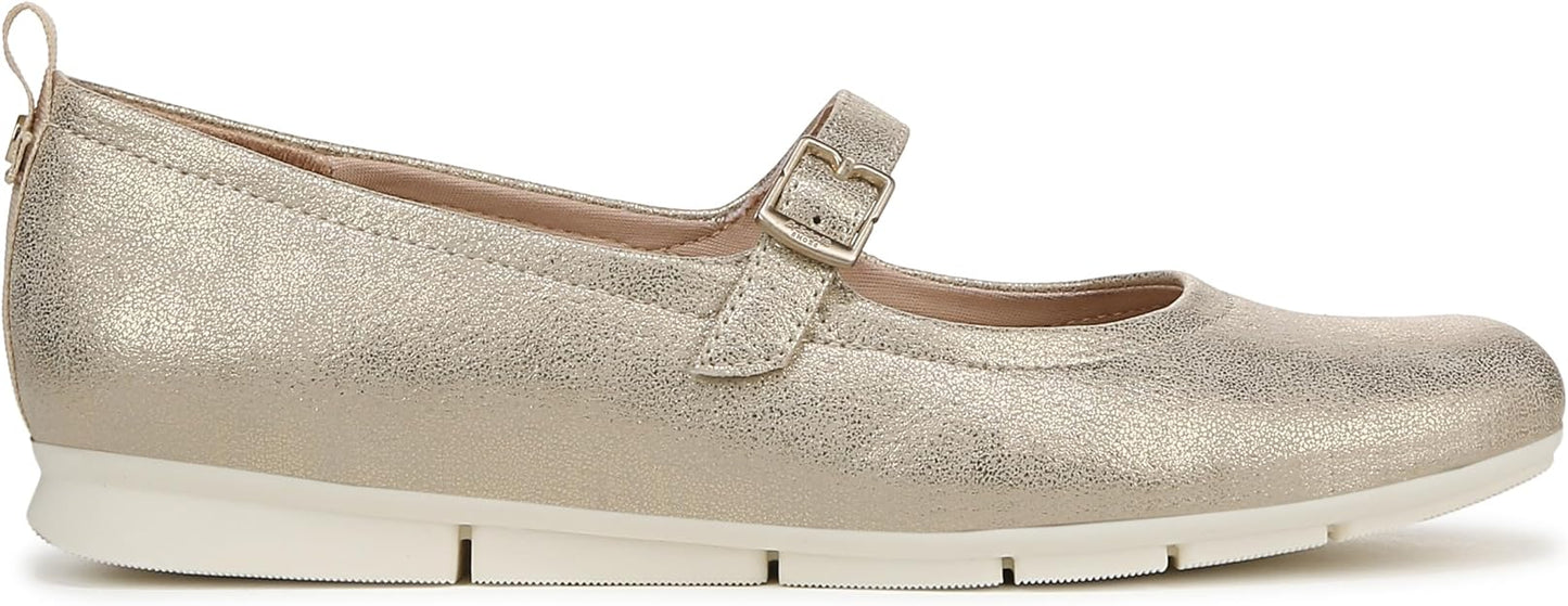 Dr. Scholl's Women's Timeless Mary Jane Flat  Gold Smooth Size 7