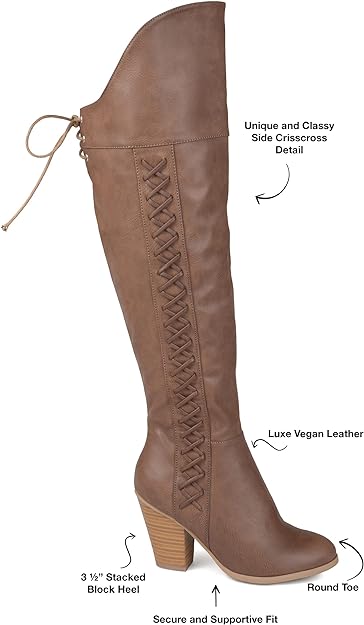 Journee Collection Women's Spritz Wide-Calf Lace-up Boots  Color Brown Size 8M