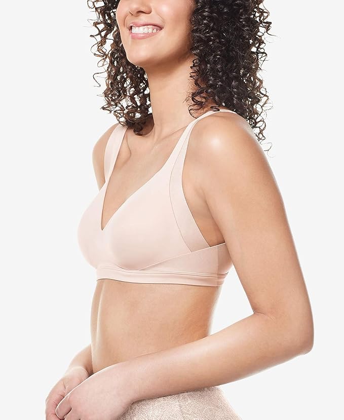 Warner's Women's No Side Effects Wireless T-Shirt Bra  Rosewater Size XL