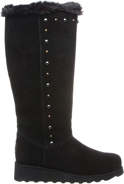 Bearpaw Women's Dorothy Knee High Boots  Black II Suede/Faux Fur Size 5