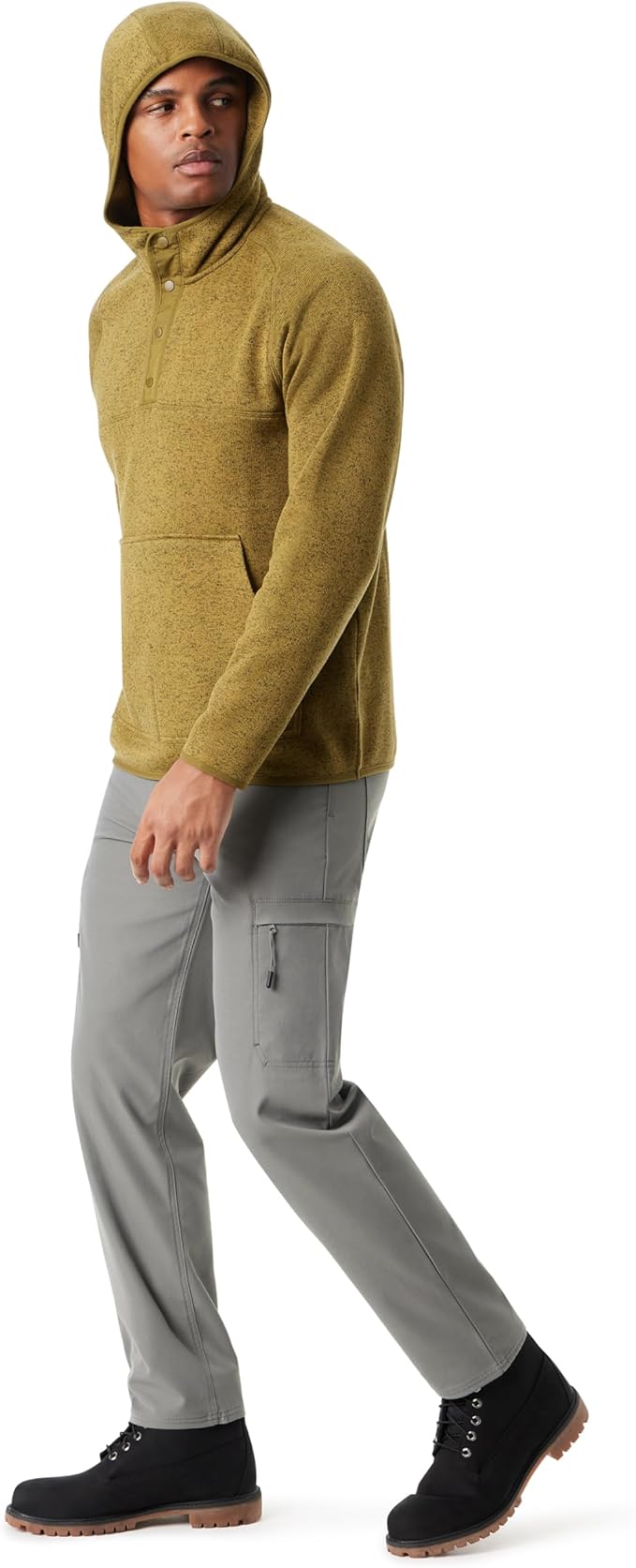 BASS OUTDOOR Men's Regular-Fit 1/4 Snap Hoodie Pullover Sweater  Green Size M