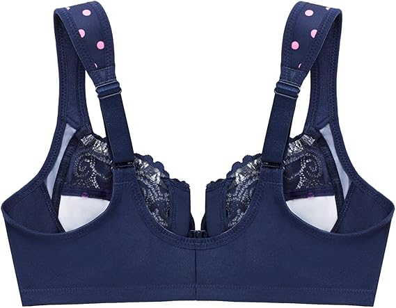 Glamorise Wonderwire Front-closure Underwire Bra  Navy Print Size 46B