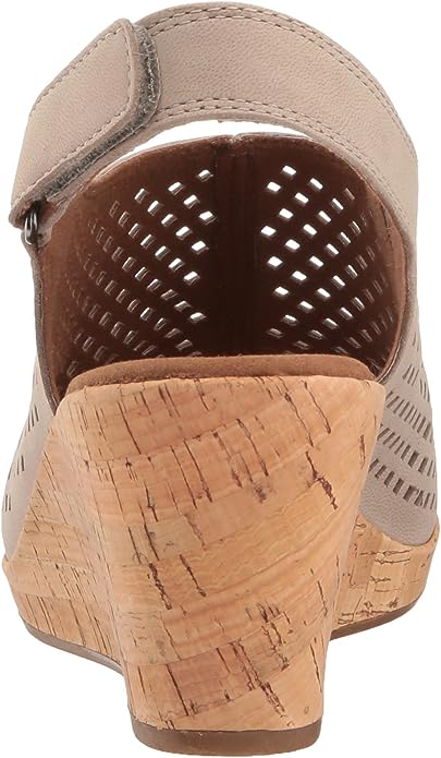 Rockport Women's Briah Perf Sling Wedge Sandal  Color Taupe Leather Size 8.5M