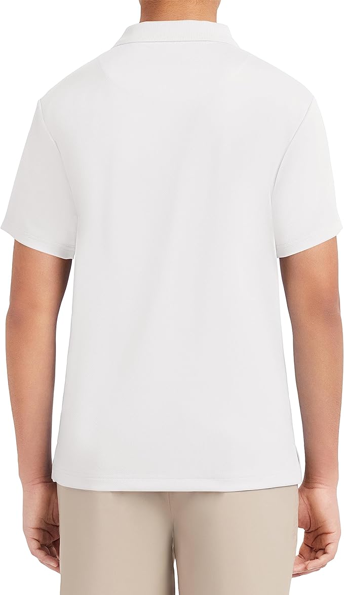 Nautica Young Men's Uniform Short Sleeve Performance Polo Shirt  Color White Size L (38/39)