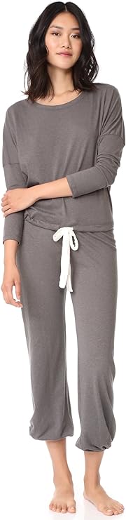 Eberjey Women's Cotton Slouchy Pajama Top  Color Heather Gray Size S Style T1110L  Long Sleeve, Drop Shoulder  Location: WOMENm18 190491042778