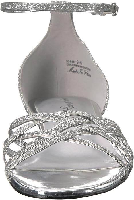 Easy Street Women's Tarrah Crossover Wedge Sandals  Color Silver Glitter Size 7.5WW