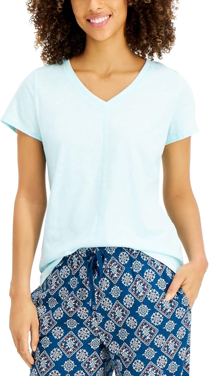 Charter Club Women's V-neck Sleep T-Shirt  Color Blue Light Size XS
