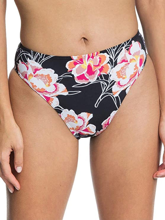 Roxy Juniors Floral-Print High-Leg Bikini Bottoms  Color Anthracite Zilla Floral Size S