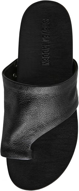 Steve Madden Women's Kessey Hooded Toe-Ring Slip-On Sandals  Black Leather Size 10