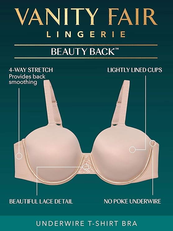 Vanity Fair Full Figure Beauty Back Smoothing Bra  Navy Size 40D