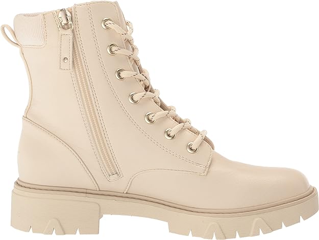 Dr. Scholl's Women's Headstart Mid Shaft Combat Boots  Color White Faux Leather Size 8.5M