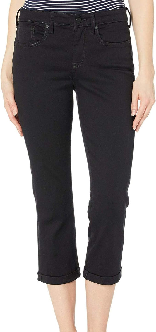 NYDJ Women's Roll-Hem Chloe Cropped Capri Jeans  Color Black Size 0