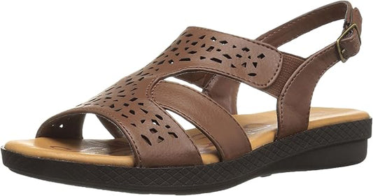 Easy Street Women's Bolt Flat Sandal  Tan Size 9