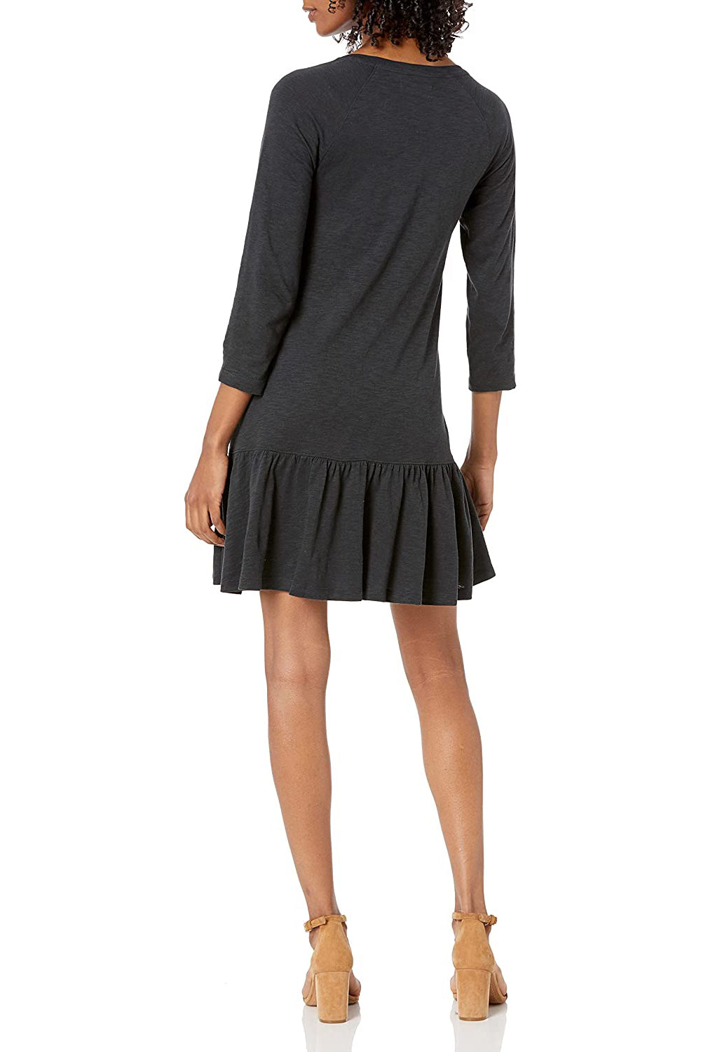 Lucky Brand Women's Long Sleeve Scoop Neck Tiered Cami Dress  Color Jet Black Size M
