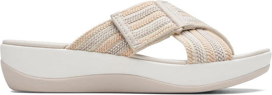 Clarks Women's Cloudsteppers Arla Wave Slide Sandal  Beige Size 8