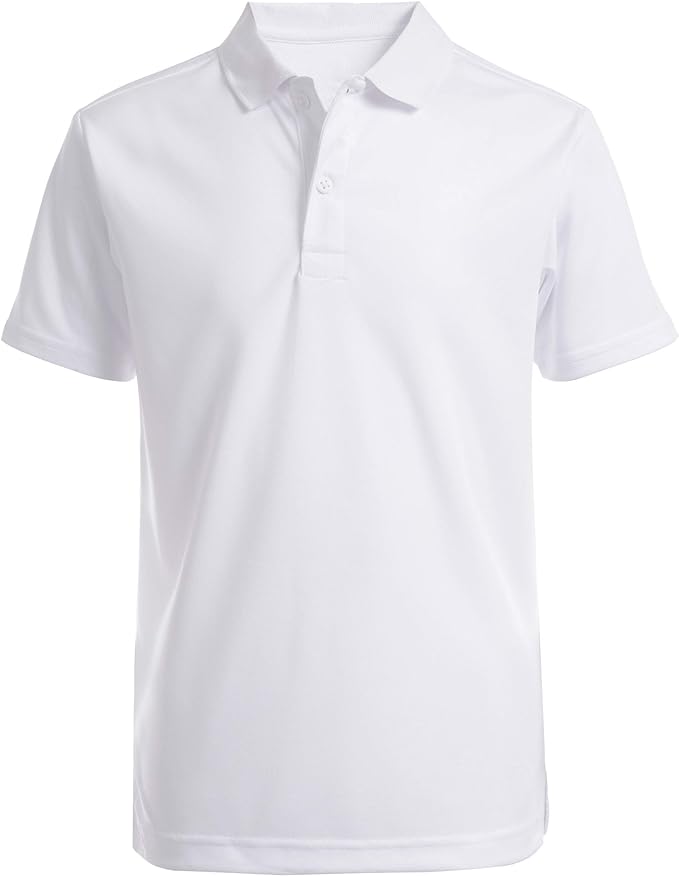 Nautica Young Men's Uniform Short Sleeve Performance Polo Shirt  Color White Size L (38/39)