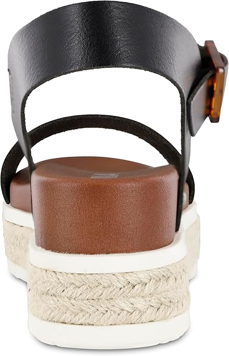 MIA Shoes Kiera Platform Espadrille Raffia Sole Sandals  Black Bona Size 6
