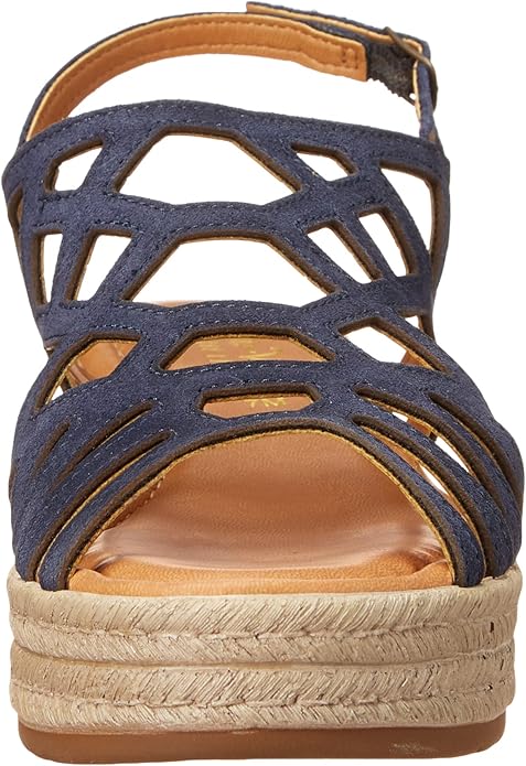 Bella Vita Women's Zip-Italy Platform Flat Sandal  Navy Suede Size 7.5