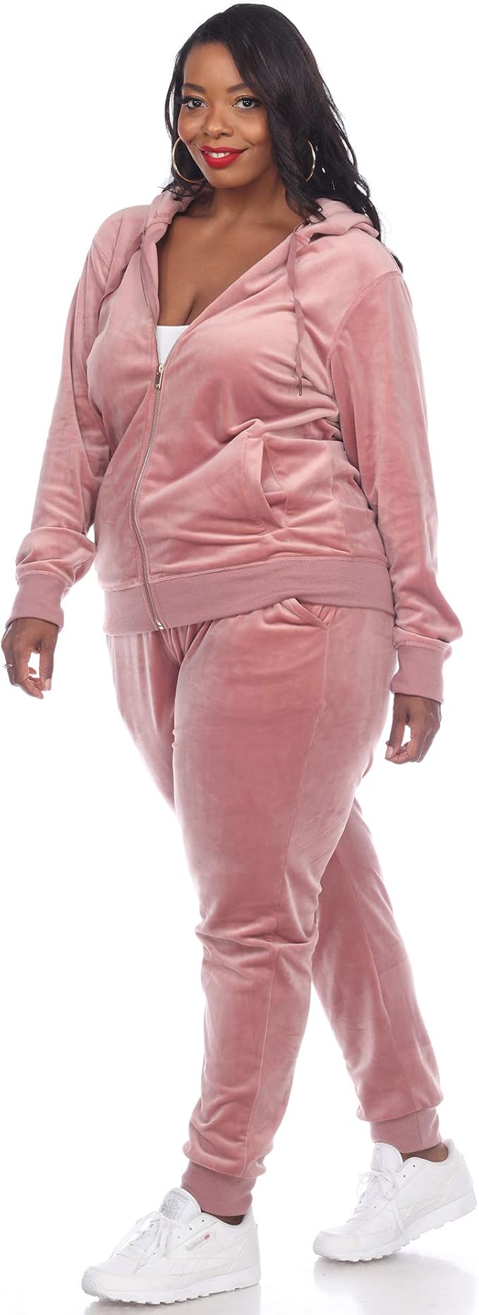 White Mark Plus Size 2-Piece Velour Tracksuit Activewear Set  Pink Size 3X