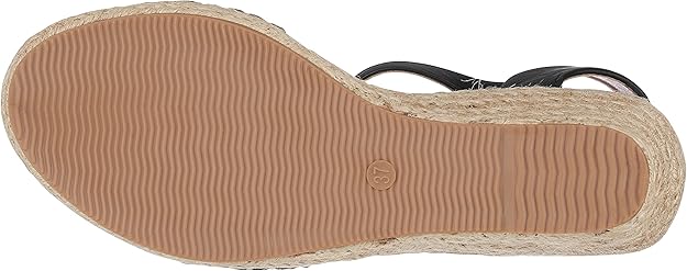 GC Shoes Women's Cati Espadrille Wedge Open Toe Sandals  Black Size 7