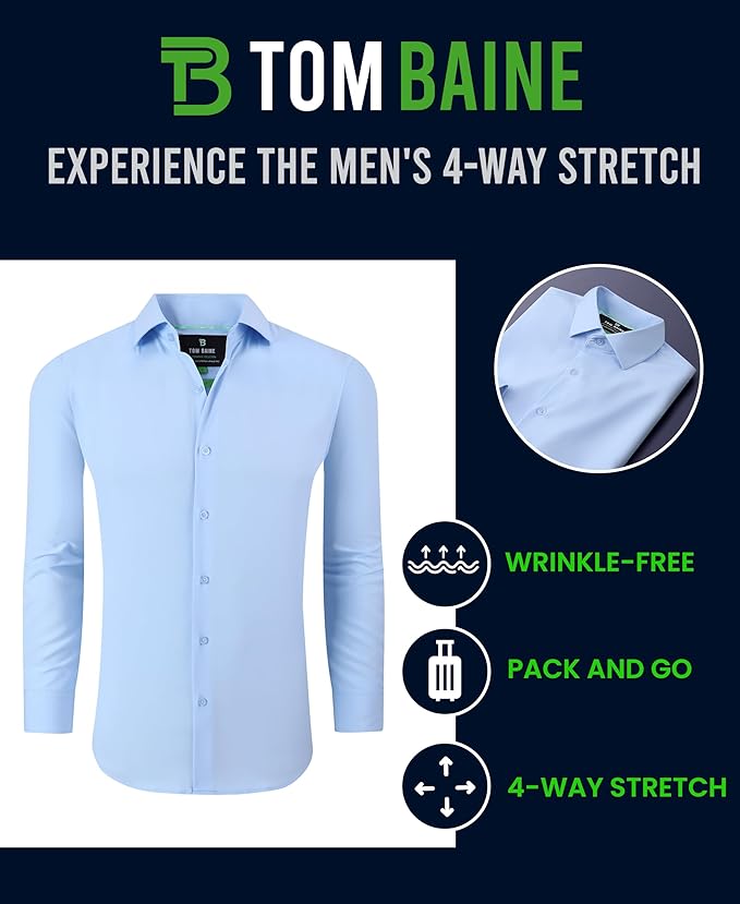 Tom Baine Men's Slim-Fit Performance Stretch Dress Shirt  White Size XL
