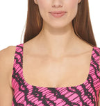 DKNY Womens Printed Square-Neck Bikini Top  Color Neon Pink Size XS