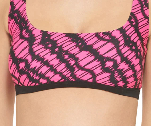 DKNY Womens Printed Square-Neck Bikini Top  Color Neon Pink Size XS
