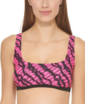 DKNY Womens Printed Square-Neck Bikini Top  Color Neon Pink Size XL
