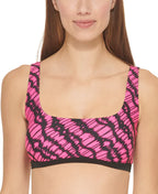DKNY Womens Printed Square-Neck Bikini Top  Color Neon Pink Size XL