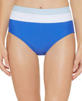DKNY Colorblocked High-Waist Bikini Bottoms  Color Lapis Blue Size S