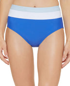 DKNY Colorblocked High-Waist Bikini Bottoms  Color Lapis Blue Size S