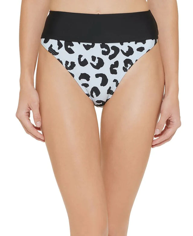 DKNY Printed High-Waist Bikini Bottoms  Color Black M