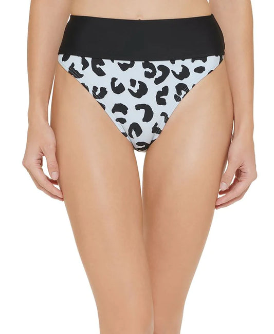DKNY Printed High-Waist Bikini Bottoms  Color Black M